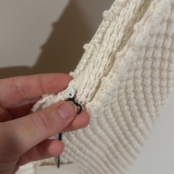 NWT 7 FOR ALL MANKIND boho knit crochet peplum top in gardenia, size S - Picture 7 of 11